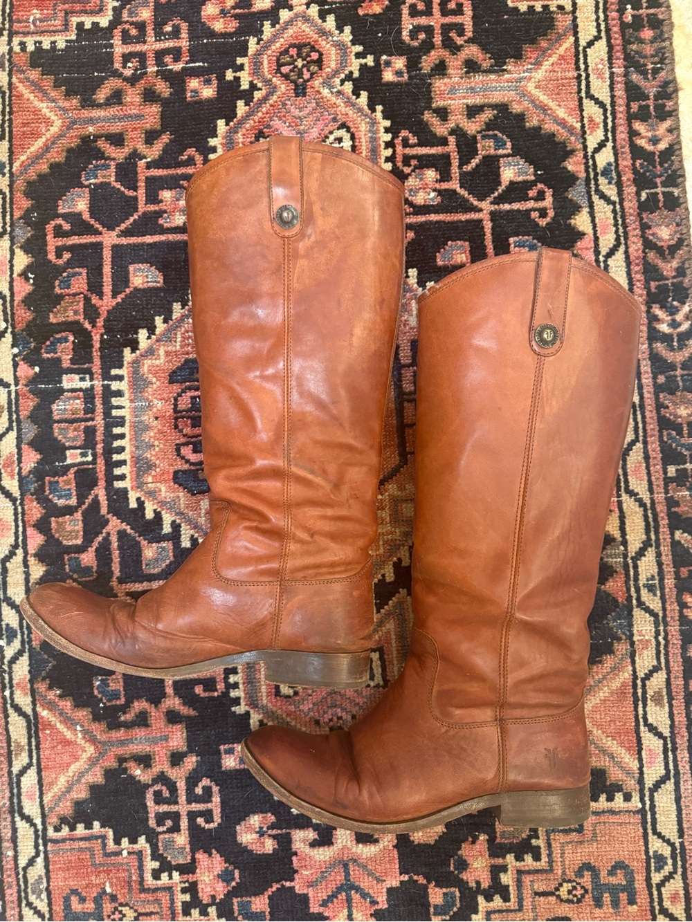 Frye Tall Leather Boots - Cognac Brown Size 8.5